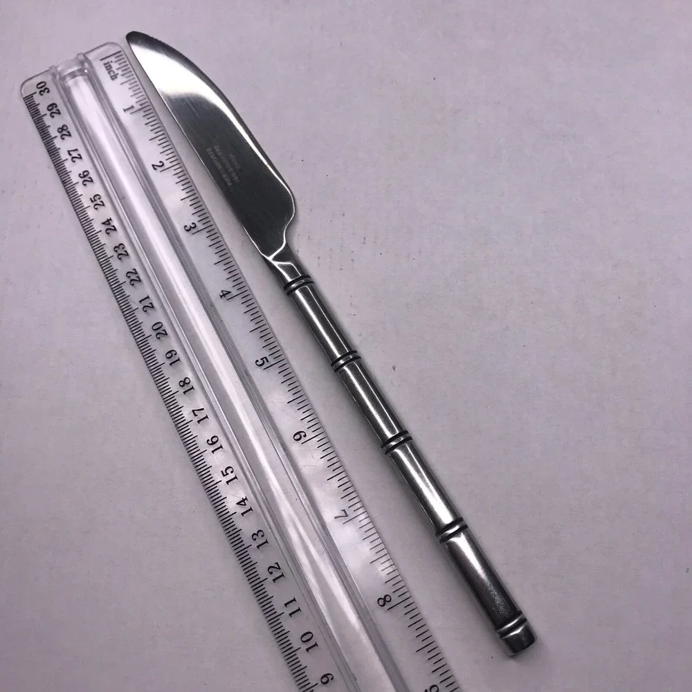 Pier 1 Imports Bamboo Stainless Flatware Spoon Dinner Knife Replacement 2 Pc
